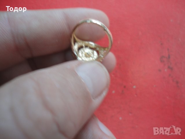 Позлатен пръстен с камъни , снимка 2 - Пръстени - 43208733