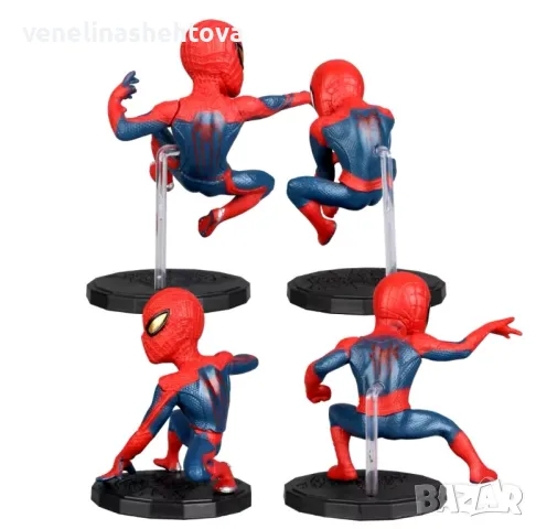 4 броя Спайдърмен фигурки на стойка за декорация на торта игра, снимка 2 - Други - 48244347