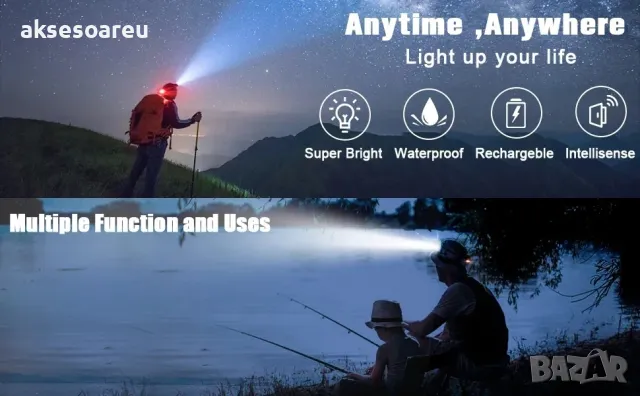 Висококачествен нов Мощен LED челник Акумулаторен телескопичен фар с възможност за мащабиране фенер, снимка 18 - Спортна екипировка - 48100272