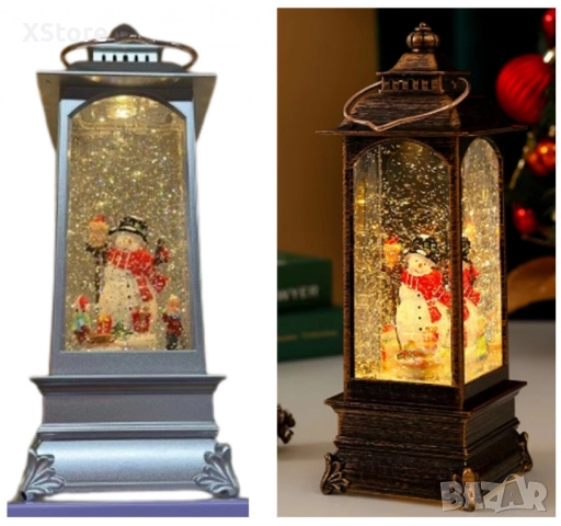 Коледна декоративна лампа със снежен човек в сребристо, снимка 2 - Декорация за дома - 52440609