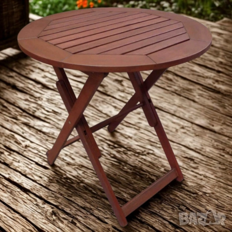 Маса сгъваема Muhler Meranti - Ø70xH74cm, дърво, снимка 3 - Други стоки за дома - 52137976