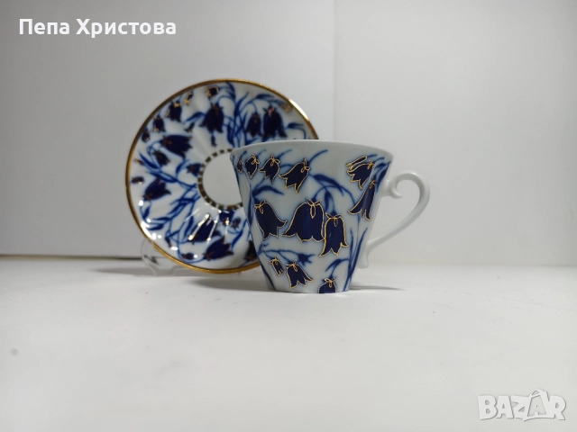 Чаша за чай от съветски порцелан ЛФЗ, снимка 4 - Чаши - 52595952
