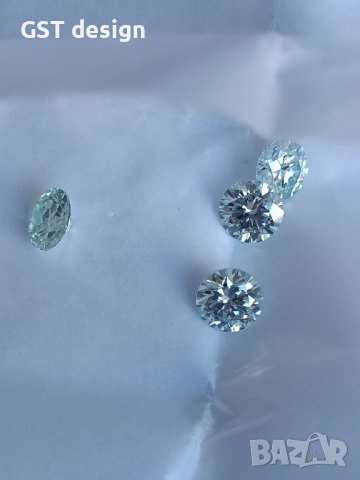 6 мм Мойсанит Диамант Брилянтин фасет Топ Фенси морско син Д Moissanite Diamond , снимка 1