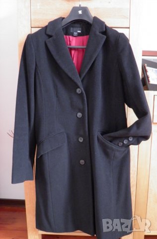 H&M оригинално дамско черно вълнено палто