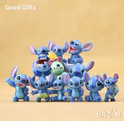 Голям Комплект Фигурки Лило и Стич, 12 броя Фигурки Stitch за торта