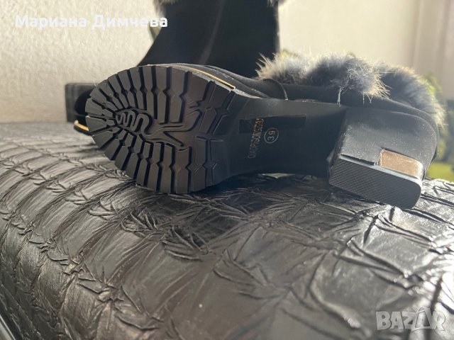 НОВИ!Елегантни дамски боти от естествен велур и естествен пух, снимка 8 - Дамски боти - 43433871