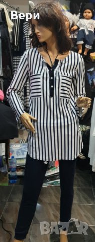 Нова дамска моряшка риза тип туника на тъмносиньо и бяло райе, снимка 7 - Ризи - 28296062