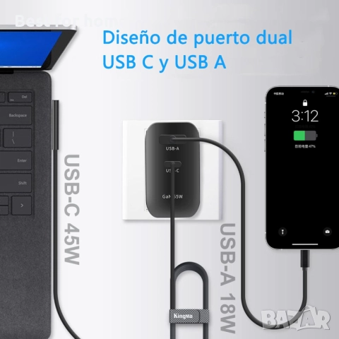 USB Cъс зарядно за лаптоп 65 W, снимка 2 - UPS захранвания - 52693607