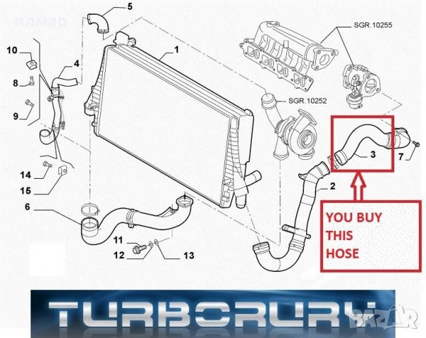 51791374 Маркуч за турбо/интеркулер за Фиат Крома 2,4 д, снимка 3 - Части - 28079191