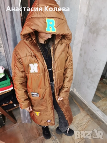 Яке дамско кафяв цвят с апликации , снимка 3 - Якета - 51754518