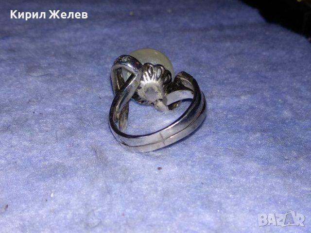 СКЪПОЦЕНЕН БЕЛ ЕПОК СТИЛ СРЕБЪРЕН ПРЪСТЕН РОДИРАНО СРЕБРО 925 с ОГРОМЕН БИСЕР и ЦИРКОНЧЕТА 26838, снимка 13 - Пръстени - 40574721