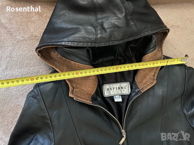 Дамско кожено яке с качулка, естествена телешка кожа, снимка 5 - Якета - 38518518