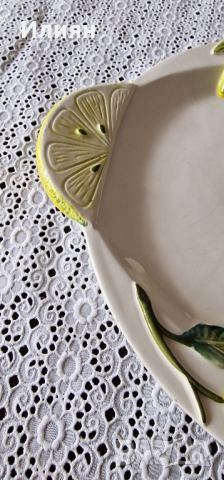 Изключително красива висококачествена чиния/плато за сервиране с релеф/Ръчно изработено в Италия, снимка 6 - Антикварни и старинни предмети - 44879871