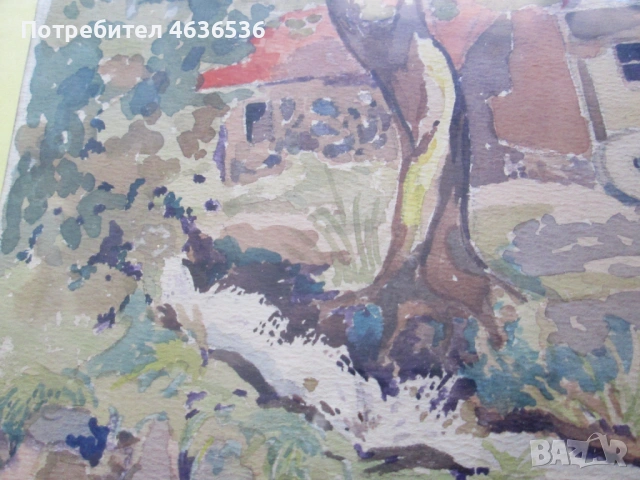 Стара картина -акварел, подпис ,34х25см., снимка 8 - Картини - 53382157
