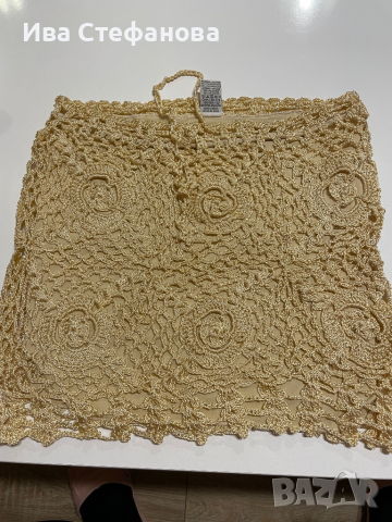 Уникална плажна плетена лятна пола бежов цвят , снимка 2 - Поли - 36514123