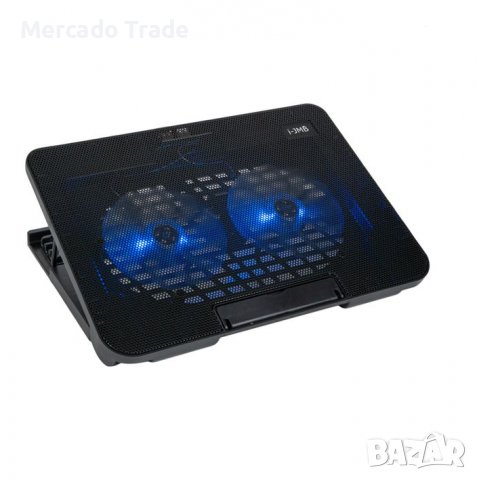 Охлаждаща поставка Mercado Trade, За лаптоп, Led светлина, Черен