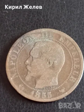 Стара монета 5 сантима 1855г. Франция Наполеон трети 30244, снимка 3 - Нумизматика и бонистика - 48860189