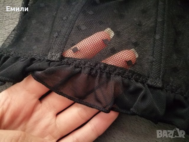 Колан корсет под бюста с мрежеста материя на точки и волани р-р S, M, L, снимка 13 - Корсети, бюстиета, топове - 43158717