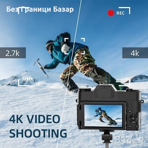 Нов Компактен Цифров фотоапарат, 4K 48MP 32GB SD карта , снимка 3 - Фотоапарати - 43112583