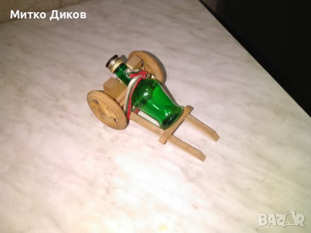 Топче дървено с бутилка карнобатска за украса 150х90х75мм, снимка 4 - Декорация за дома - 43153274