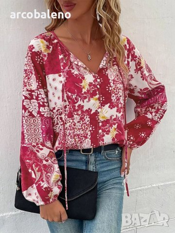 Дамска риза с балонен ръкав с пейсли , снимка 2 - Ризи - 39248412