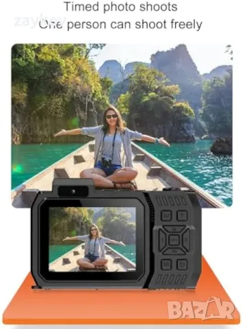 4K подводна камера, 65MP 33FT Водоустойчива цифрова камера Автофокус Двоен екран, снимка 4 - Камери - 49817043