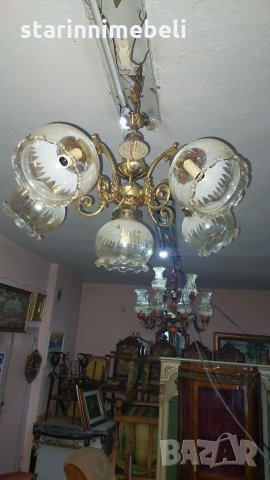  полилей шестица месинг, снимка 2 - Лампи за таван - 32732438