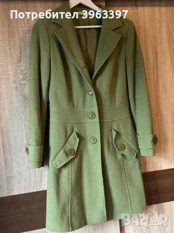 Зелено палто 78% вълна, снимка 1 - Палта, манта - 43973991