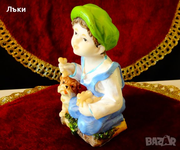 Немска порцеланова статуетка Дете с куче. , снимка 3 - Статуетки - 37120900