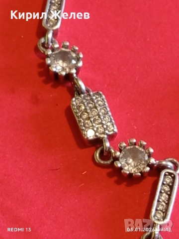Ефектна сребърна гривна с инкростирана с кристали ЦИРКОН ювелирна изработка 33296, снимка 10 - Гривни - 52960858