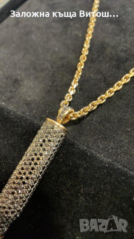 Златен синджир с висулка патрон инкрустиран с 415 диаманта - 18К / 97 гр., снимка 8 - Колиета, медальони, синджири - 38727733