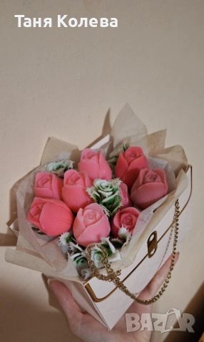 Букет от сапунени рози