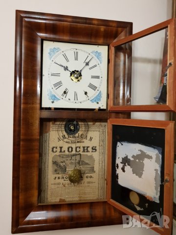 Стар американски стенен часовник, снимка 15 - Антикварни и старинни предмети - 27492639