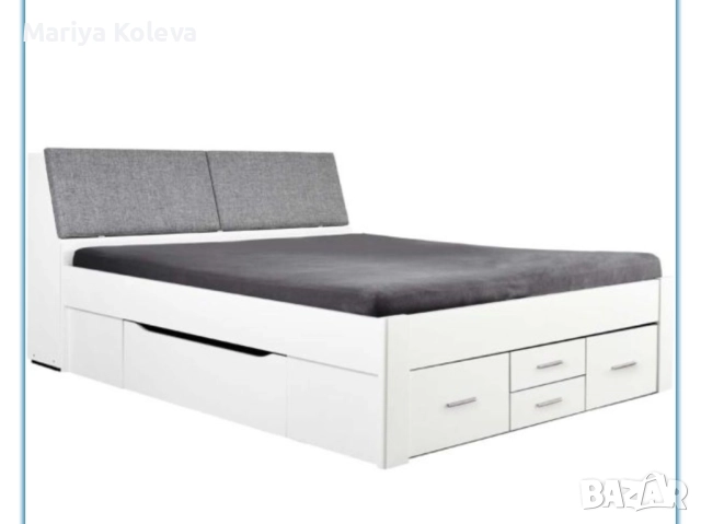 ПРОДАВАМ бяло легло с ракла и чекмеджета, снимка 1