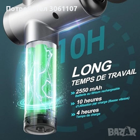Преносим пистолет за мускулен масаж BURNNOVE 8 глави, 2550mAh LED, снимка 9 - Други - 53594506