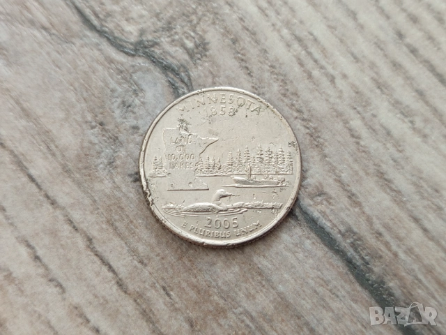 Монета 2005 Съединени Щати Washington Quarter - 25 Cents (Land of 10000 lakes, Minnesota)