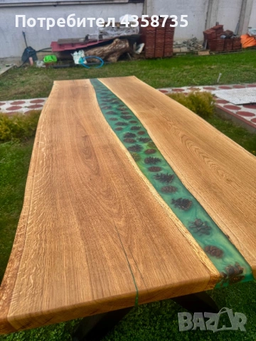 Трапезна Маса с Епоксидна смола, снимка 2 - Маси - 53126231