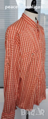 SCHOFFEL Enzo Men`s Orange/Beige Checked Long Sleeve Outdoor  Shirt - мъжка  риза с дълъг ръкав 2XL, снимка 5 - Ризи - 44015844