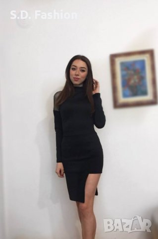 Нови черна рокля с дълъг ръкав ХС-Л, снимка 1