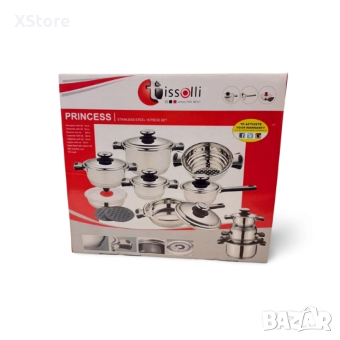 Комплект съдове за готвене Tissolli 16 Pc Princess, снимка 2 - Съдове за готвене - 52497014