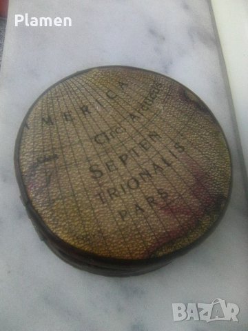 Стара кръгла кутия за бижута Карта на пътешественника