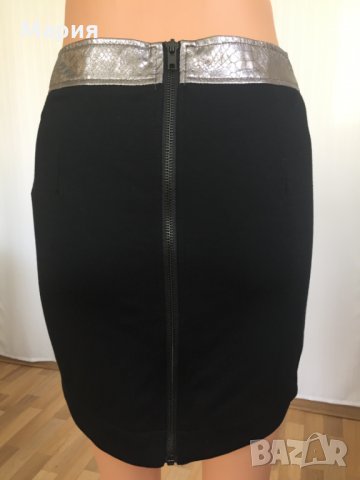 Нова Дамска Пола Amisu Размер С Сребърна Амису Изкуствена Кожа Змийски Принт Змия Висока Талия, снимка 13 - Поли - 28779514