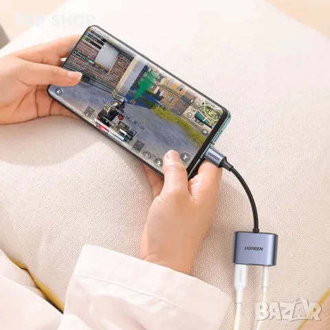 Ugreen USB - C към 3,5 mm аудио адаптер със захранване (сив) (CM231/60164), снимка 2 - Друга електроника - 48623679