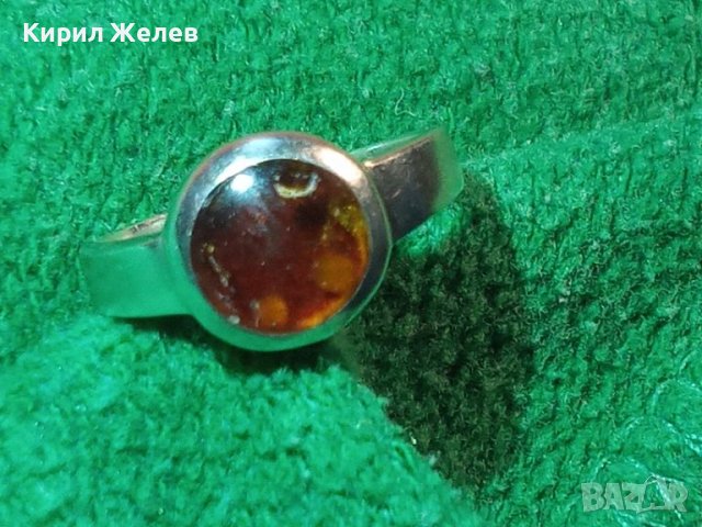 КЕХЛИБАРЕН СРЕБЪРЕН ПРЪСТЕН СРЕБРО 925 с НАТУРАЛЕН БАЛТИЙСКИ КЕХЛИБАР МАЙСТОРСКА РЕТРО РАБОТА 42081, снимка 4 - Пръстени - 44315133