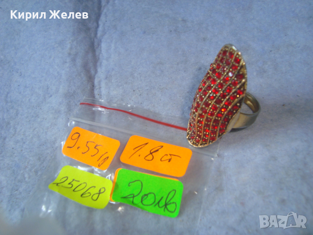 ЗЛАТИСТ ФЕШЪН АРТ ДИЗАЙНЕРСКИ ПРЪСТЕН РЕГУЛИРУЕМ с ЦВЕТНИ КРИСТАЛЧЕТА 25068, снимка 6 - Пръстени - 36422966