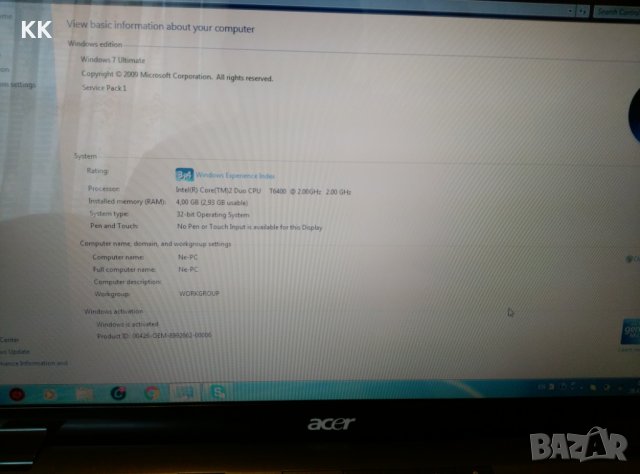 15,6" Acer Aspire 5735z, процесор Intel Т6400–2 GHz, 4 GB RAM, 320 GB хард диск, снимка 4 - Лаптопи за дома - 28634610