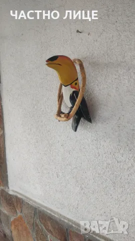 Дървен папагал 30 см, снимка 2 - Декорация за дома - 47271886