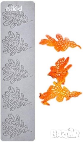 5 листа листо есенно жълъд дантела силиконов килим молд форма украса торта с фондан шоколад гъмпейст, снимка 2 - Форми - 43230718