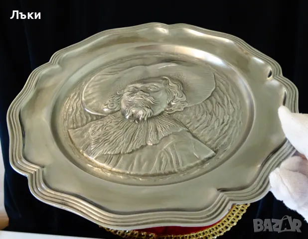 Пано от калай Веселият пияч на Frans Hals. , снимка 3 - Антикварни и старинни предмети - 49934307