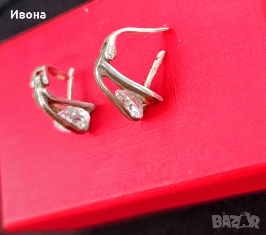 Сребърни обеци с Цирконий , снимка 3 - Обеци - 52521459